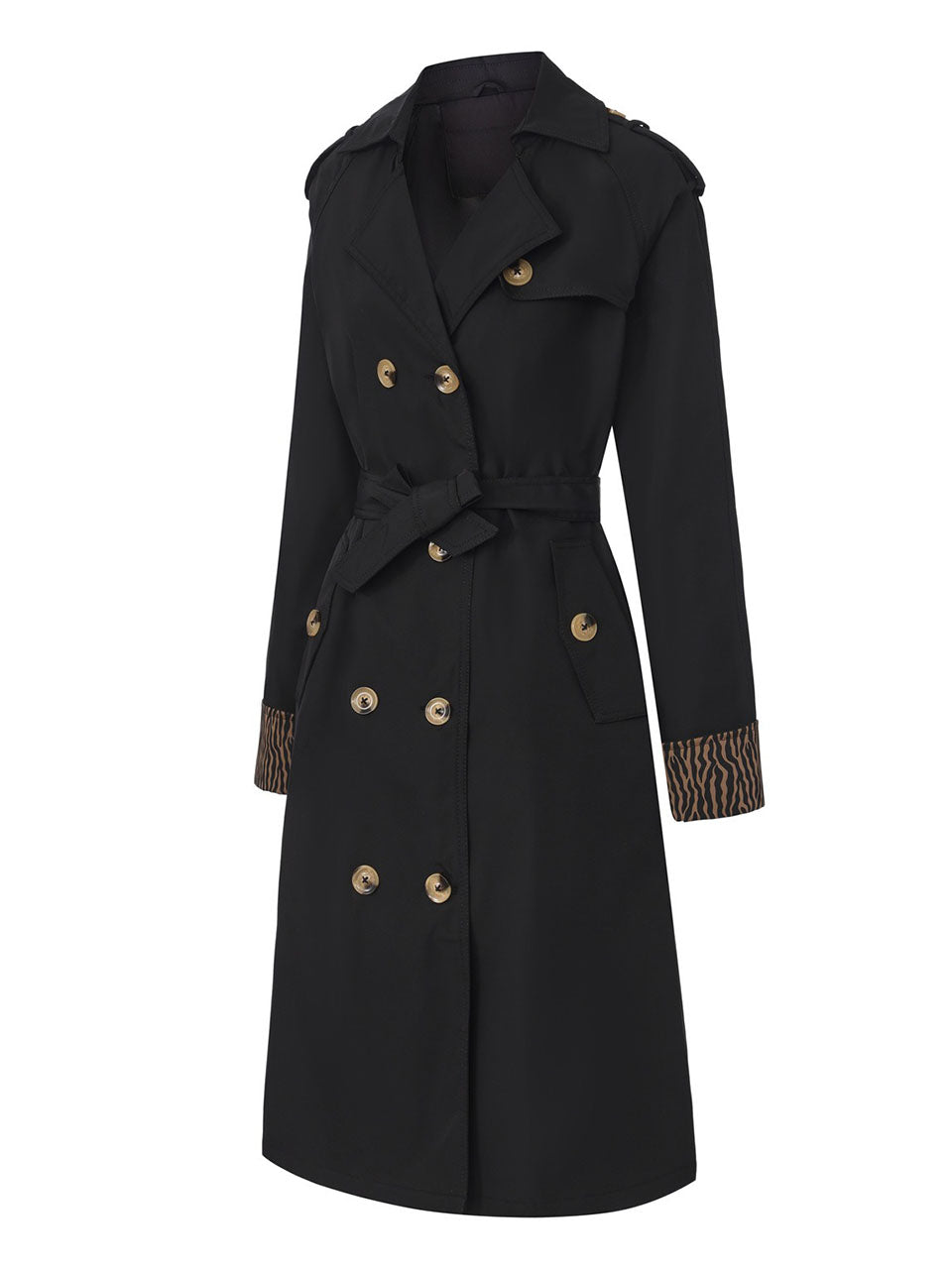 Khaki Double-Breasted Trench Coat
