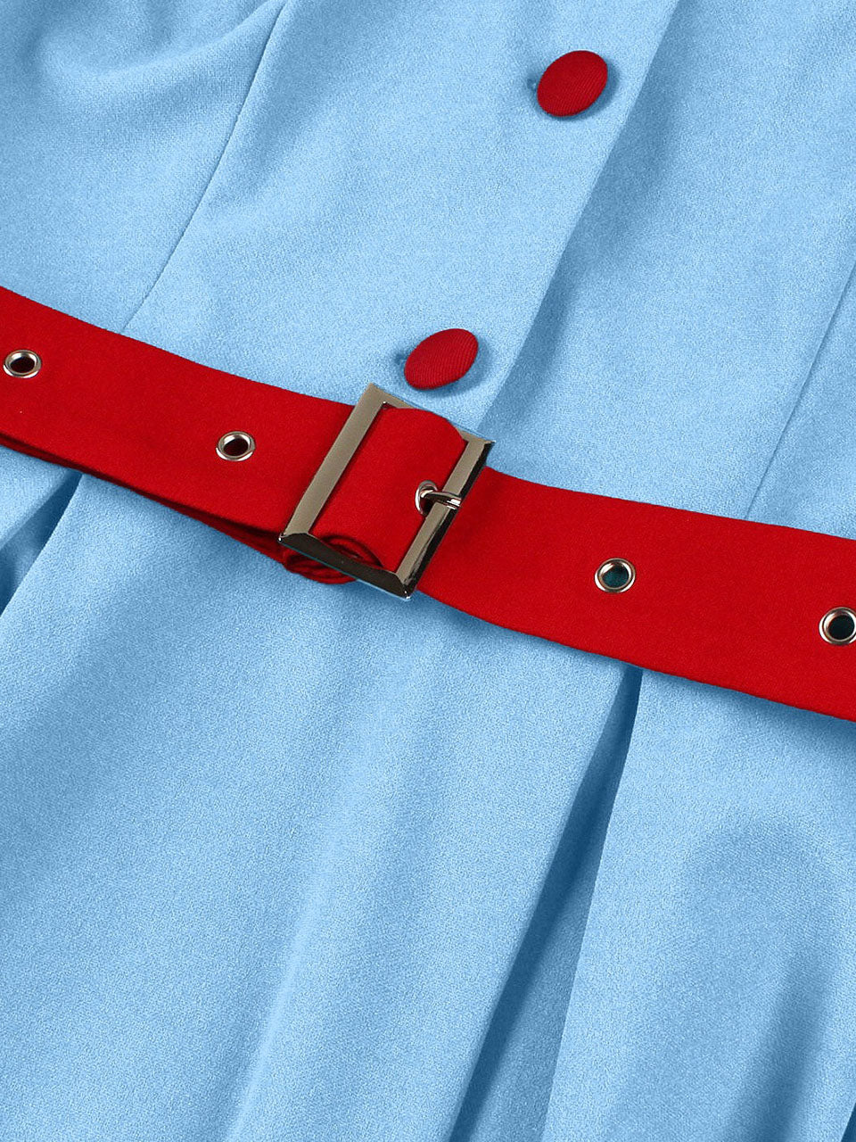 Audrey Hepburn Style Vintage Baby Blue 1950s Cotton Shirt Dress