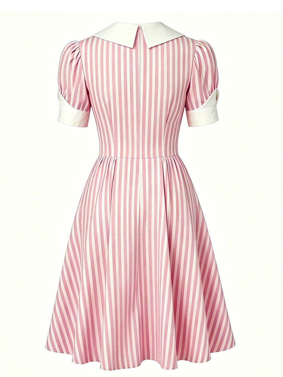 Pink Vertical Stripe Sailor Collar Vintage Dress