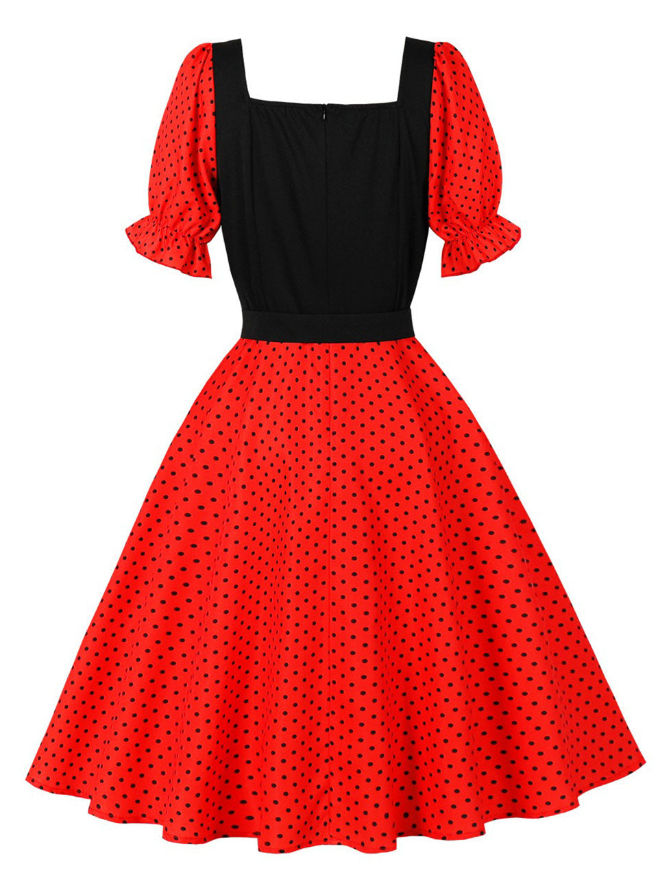 Audrey Hepburn Style Polka Dots 1950s Puff Sleeve Vintage Dress
