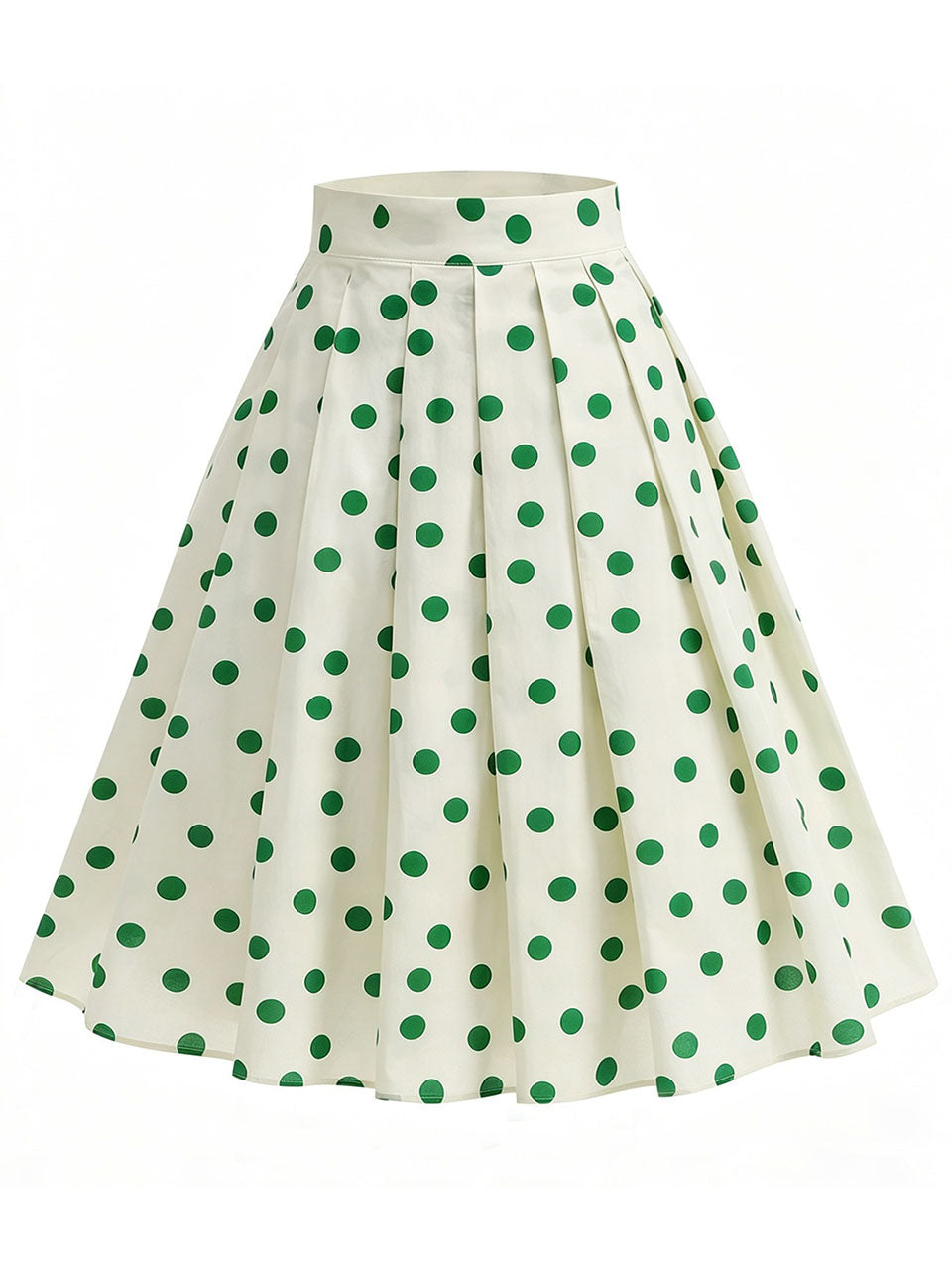 1950S Red Polka Dot High Waist Pleated Swing Vintage Skirt