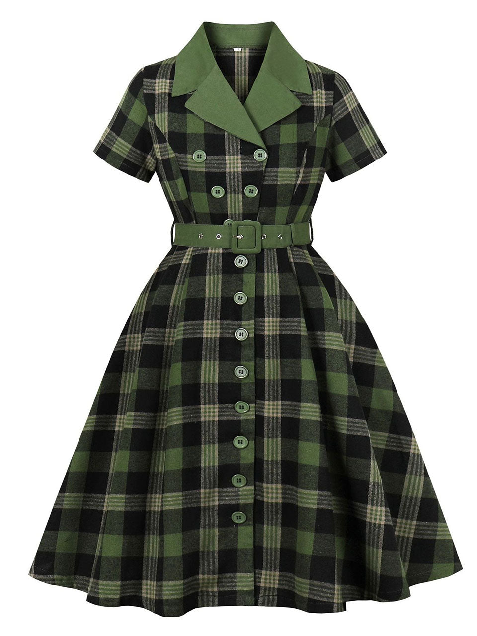 Christmas Green Plaid Vintage Shirt Dress