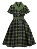 Christmas Green Plaid Vintage Shirt Dress