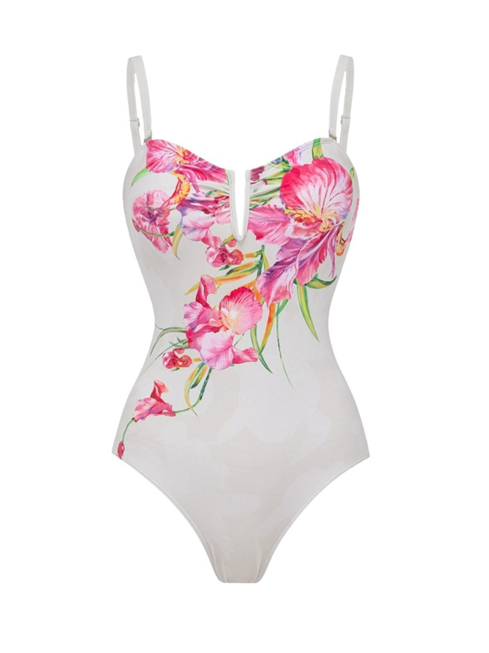 2PS Pink Floral One-Piece Swimsuit Mesh Cover-Up Skirt Set