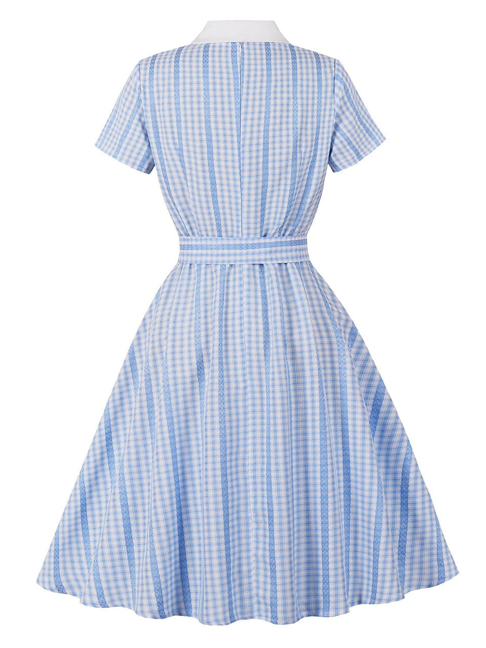 Blue Plaid Peter Pan Collar A-Line 1940S Vintage Shirt Dress