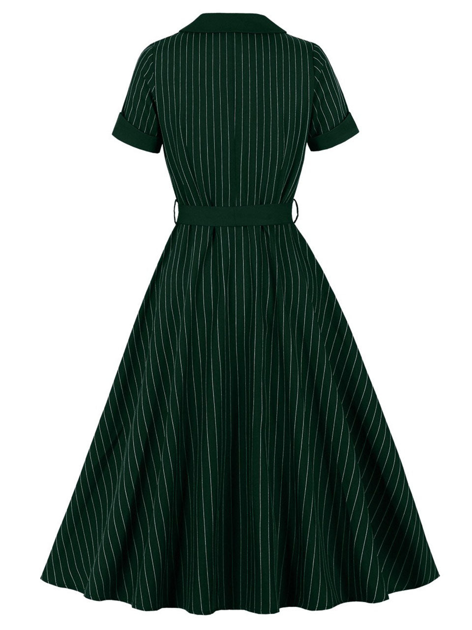 Vintage 1950s Navy Pinstripe Shirt Swing Dress