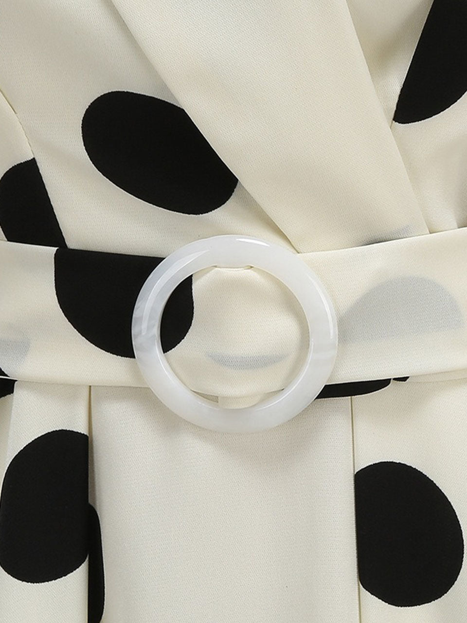 1950s Vintage Audrey Hepburn Style White Polka Dots Swing Dress