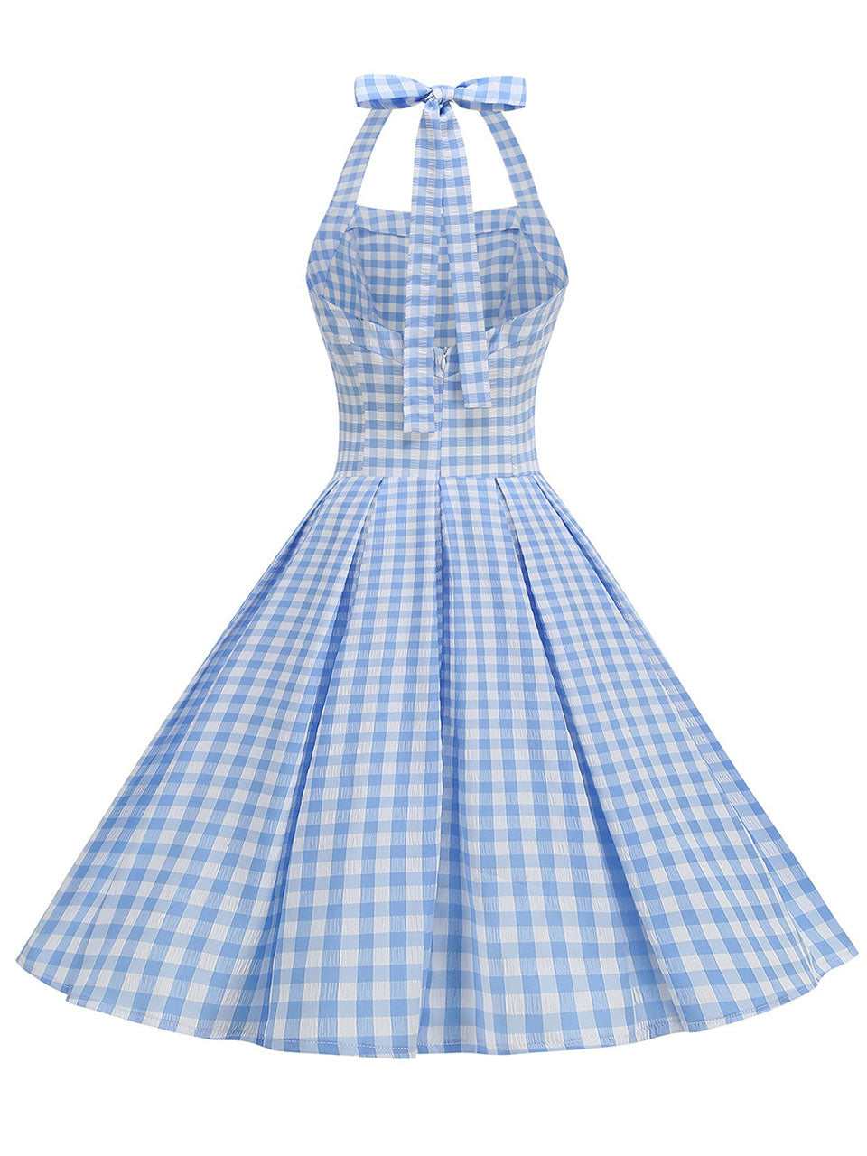 Red Plaid Halter Neck Vintage Dress
