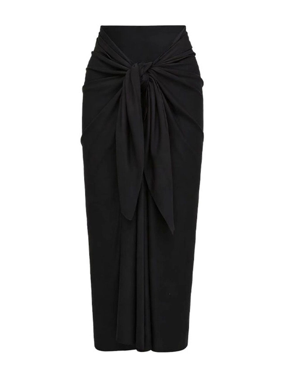 Striped Square-Neck Swimsuit & Tie-Front Sarong Skirt Set