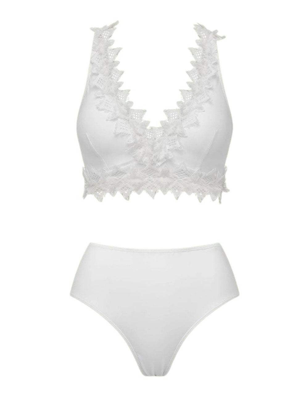 White Lace Trim Bikini Bridal Swimsuit