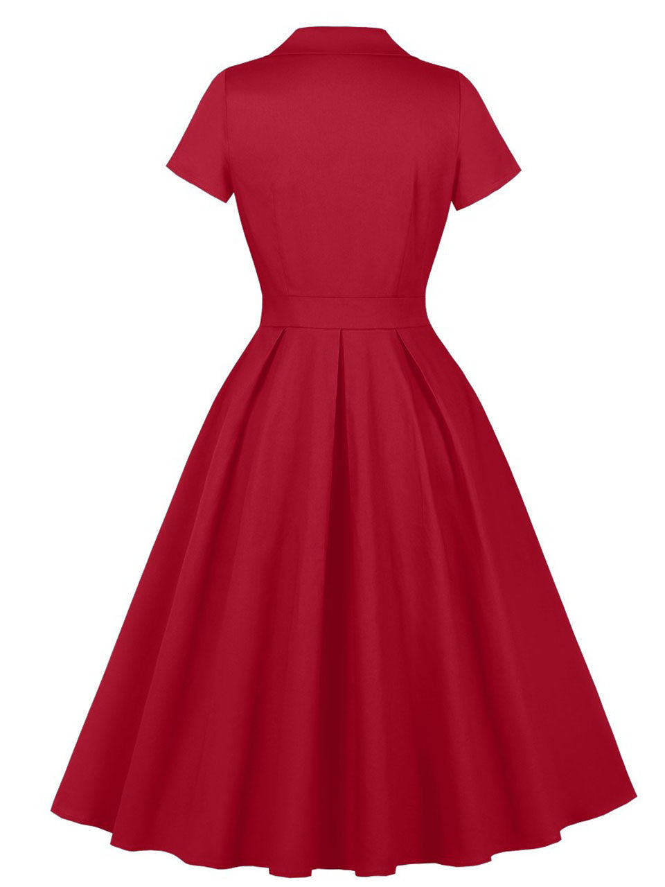 1950s Teal Blue Retro Double Breasted Lapel Collar Swing Dress