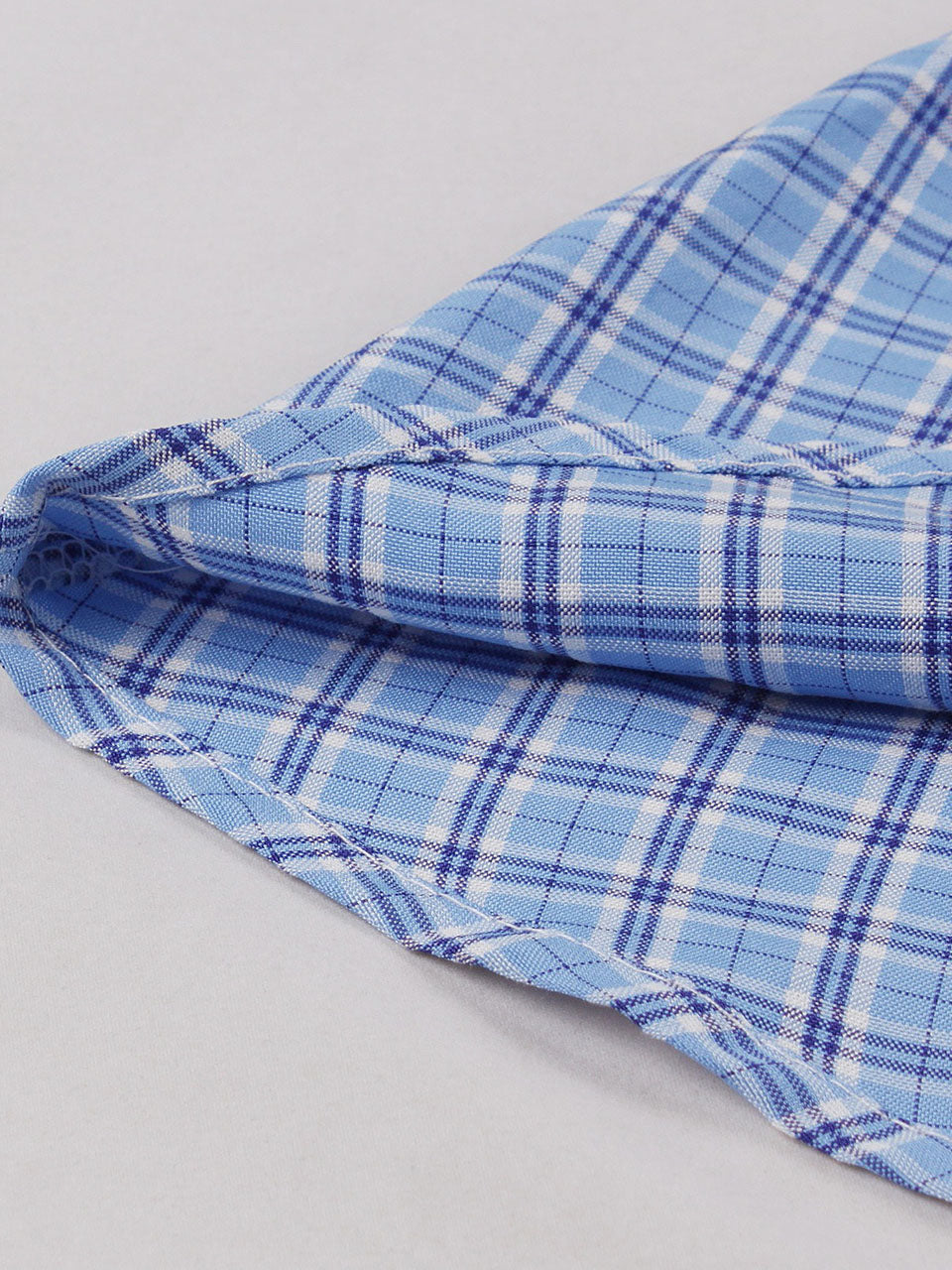 1950s Blue Plaid Vintage Sailor Collar Short Sleeve Swing Dress