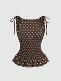 Vintage Polka Dot Satin Top