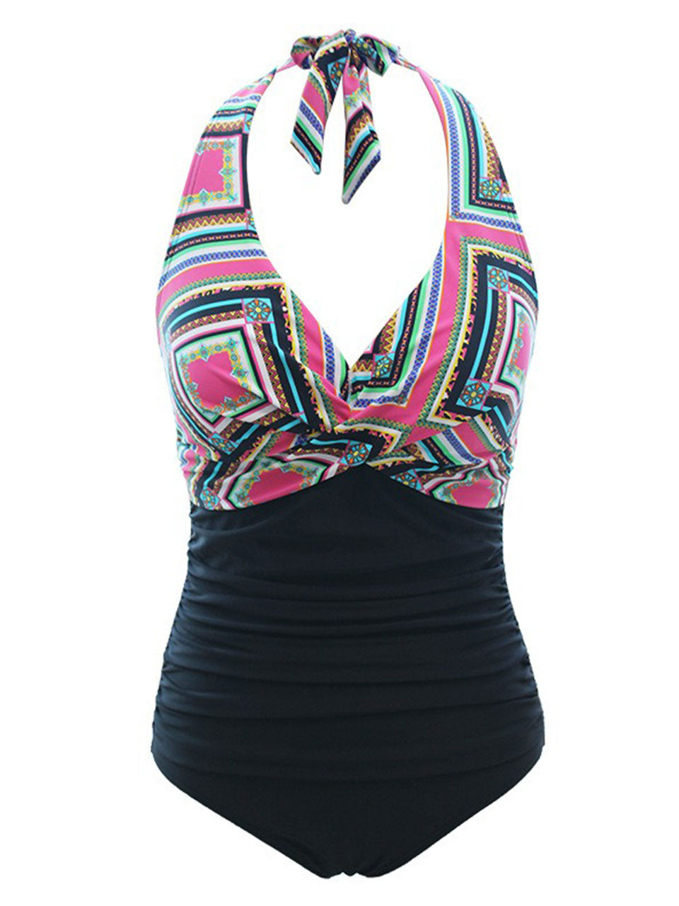 Halter Cross-Front One-Piece Swimsuit