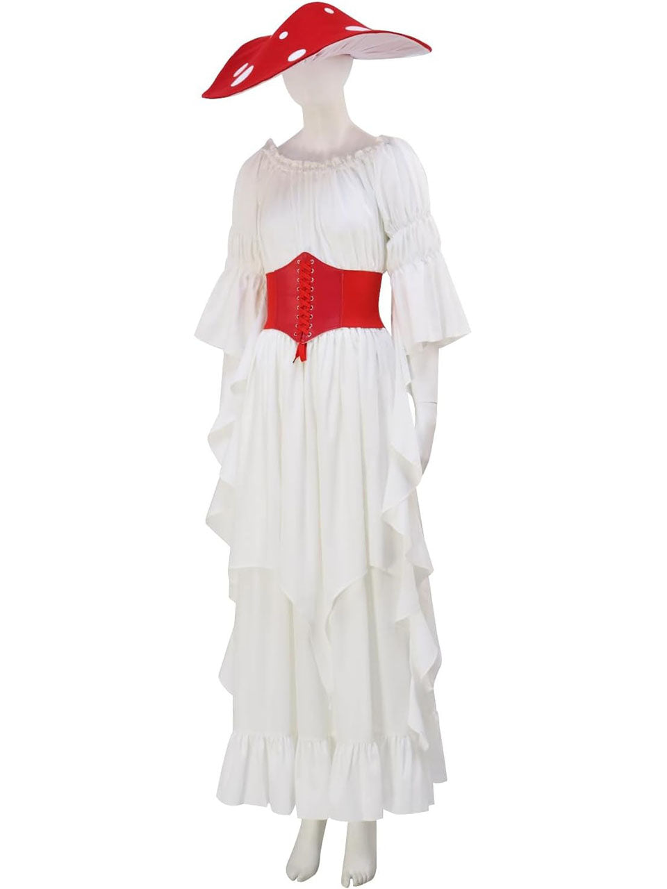 White Renaissance Mushroom Medieval Edwardian Dress