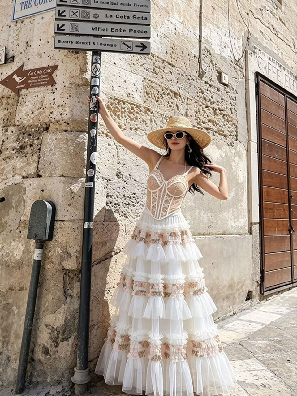 White Bohemian Bralette Top and Maxi Skirt Set