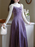 2 Piece Sequin Slip Dress in Purple