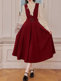2 Piece Red Angora Retro Suspender Dress