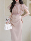 Pink Ruffles 1950S Vintage Bodycon Dress