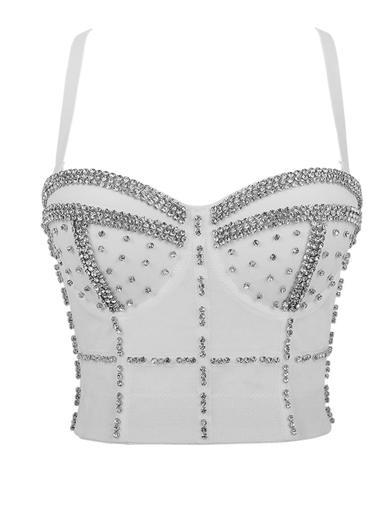 Handmade Rhinestones Corset Camisole Top