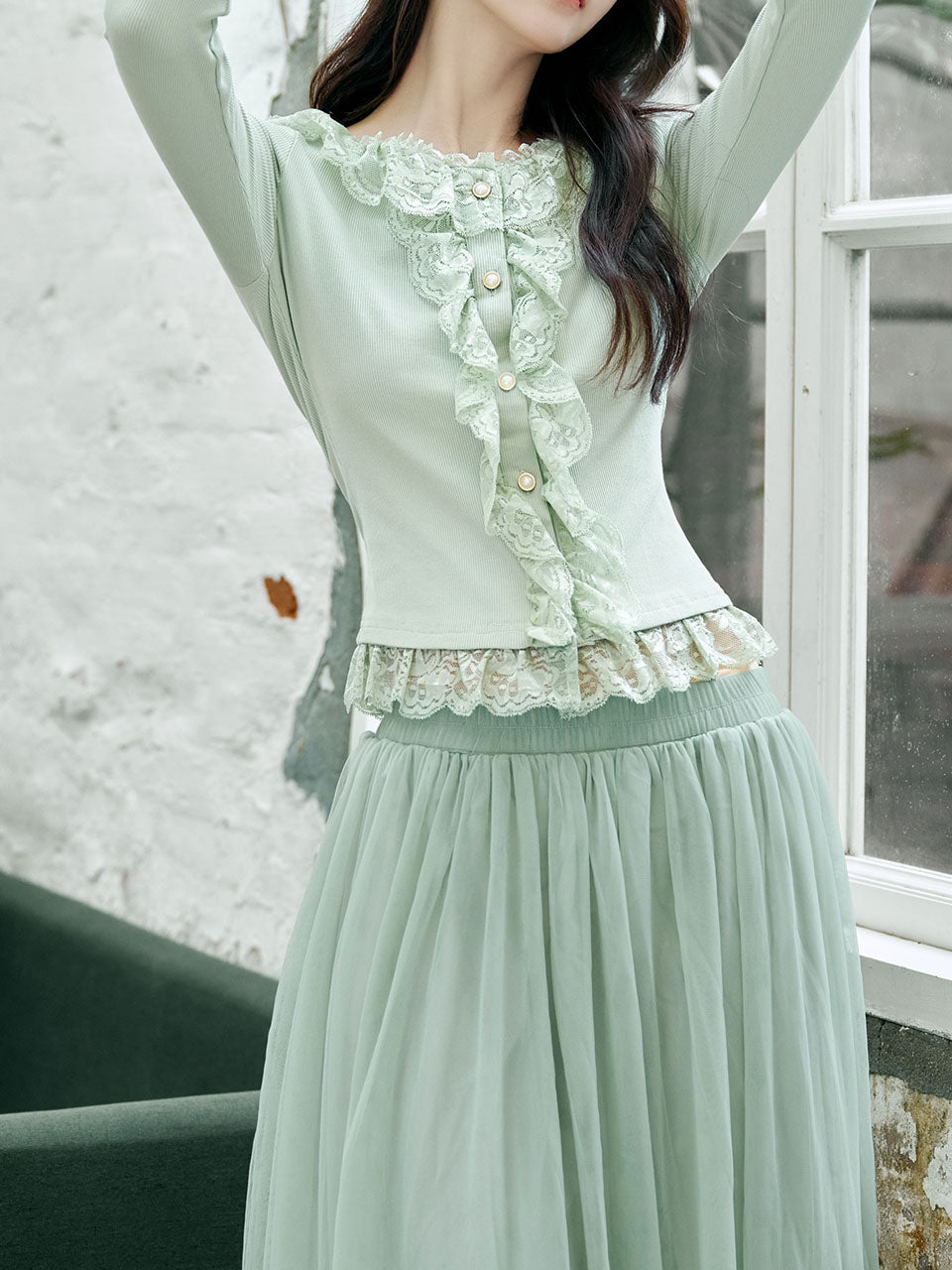 Green Lace Top