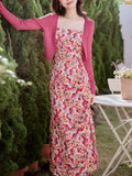 2PS Pink Floral Print Spaghetti Strap Dress