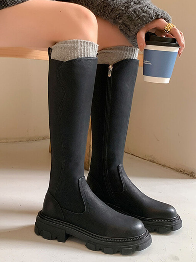 Boots Platform Round Toe Knee High Boots Casual