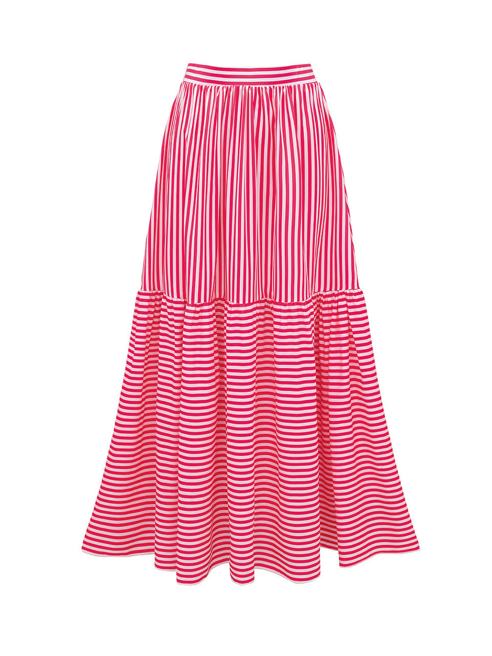Pink and White Vertical Striped Bandeau One-Piece Swimsuit