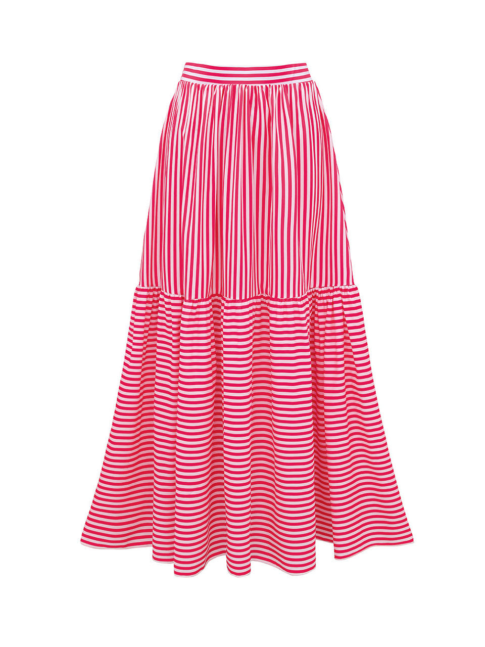 Pink and White Vertical Striped Bandeau One-Piece Swimsuit