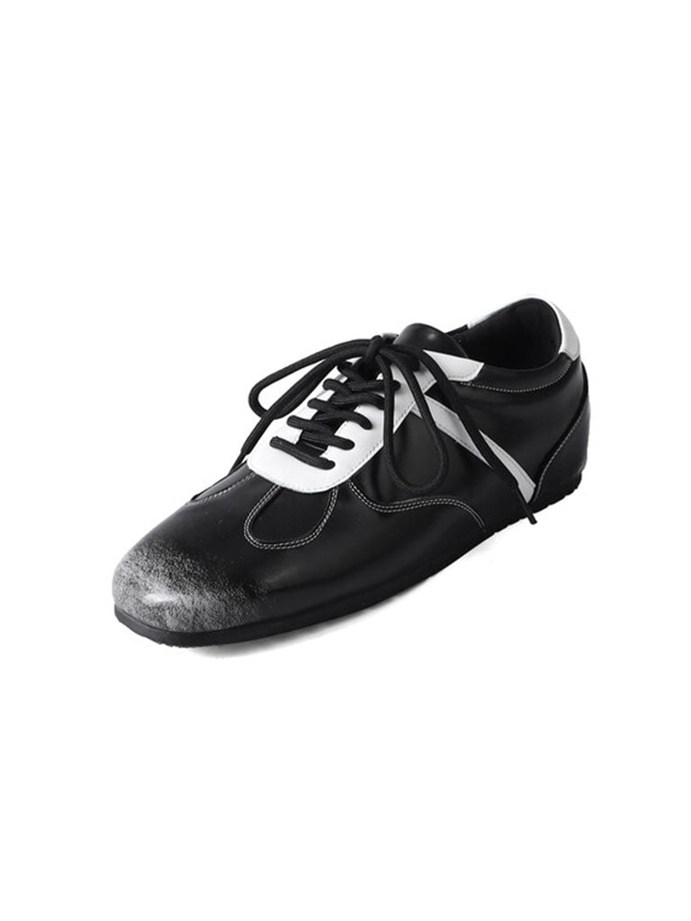 Balletcore Round Toe Ribbon Grey Sneakers