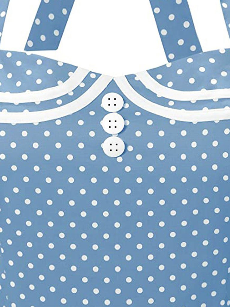 1950S Polka Dots Halter Sailor Style Dress
