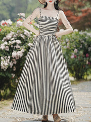 1950S Taylor Swift Same Style Black and White Stripe Swing Dress