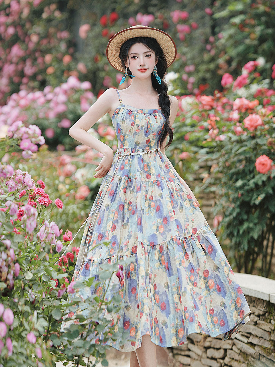 2PS Ethereal Garden Party Floral Spaghetti Strap Dress