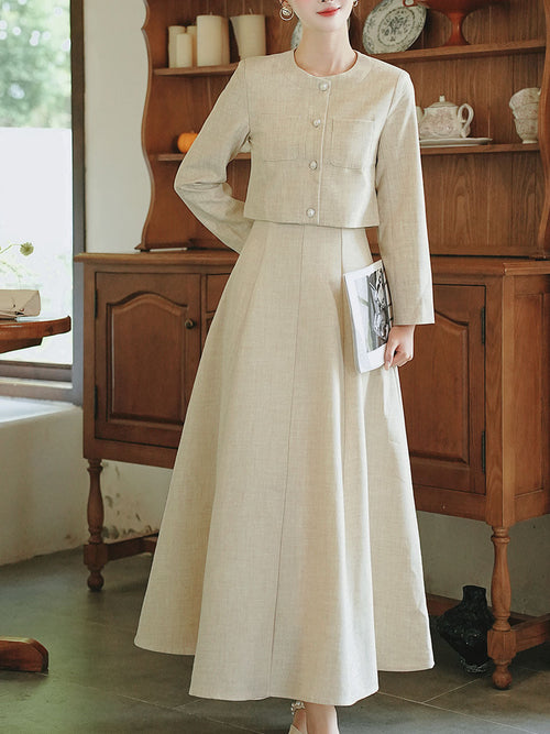 Apricot Linen Slip Dress