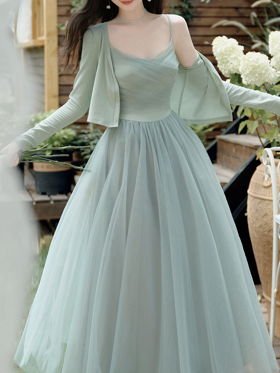 2PS Mint Green Balletcore Cross Strap Mesh Tutu Dress