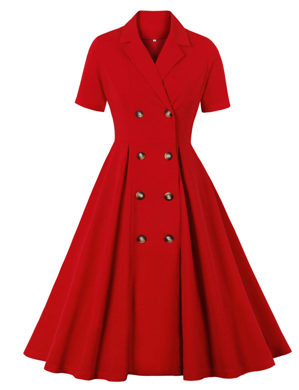Red V Neck 1950S Vintage Swing Dress