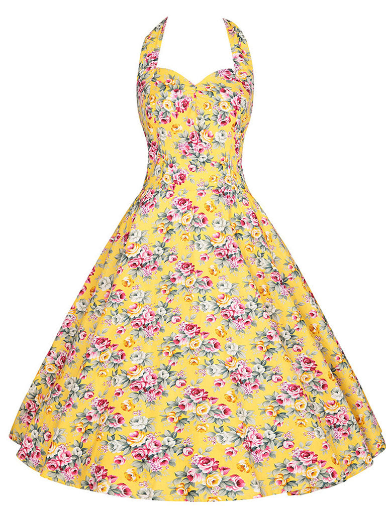 Sweet Rose Cotton 50s Swing Dress
