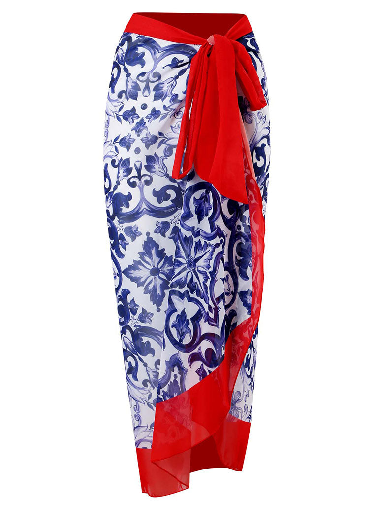 Floral Print Flower Strap Two Pieces
