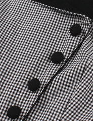 1950s Black Square Collar Plaid Short Sleeve Vintage Swing Dress