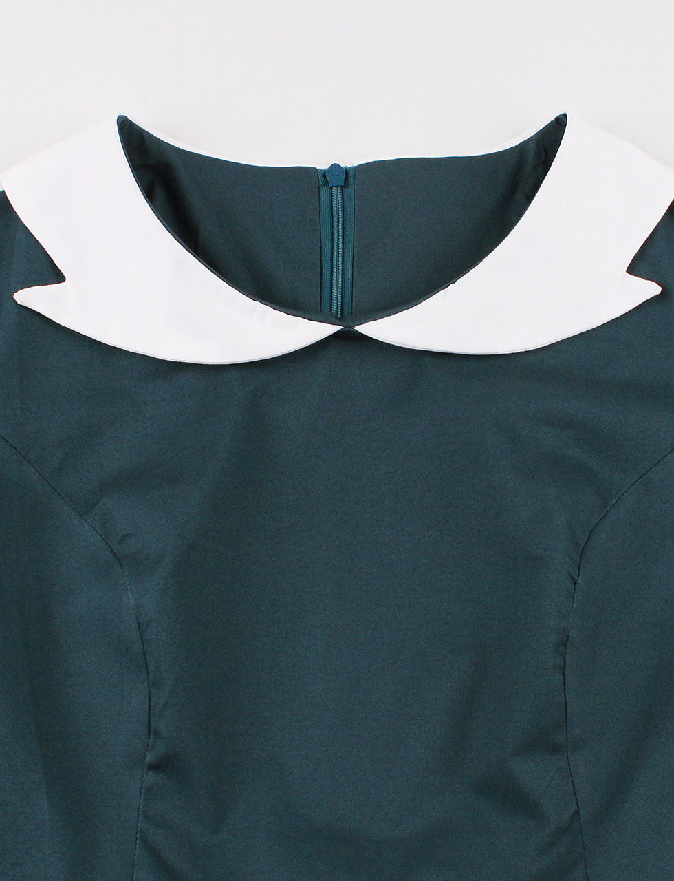 Peacock Blue Peter Pan Collar 1950s Vintage Swing Dress