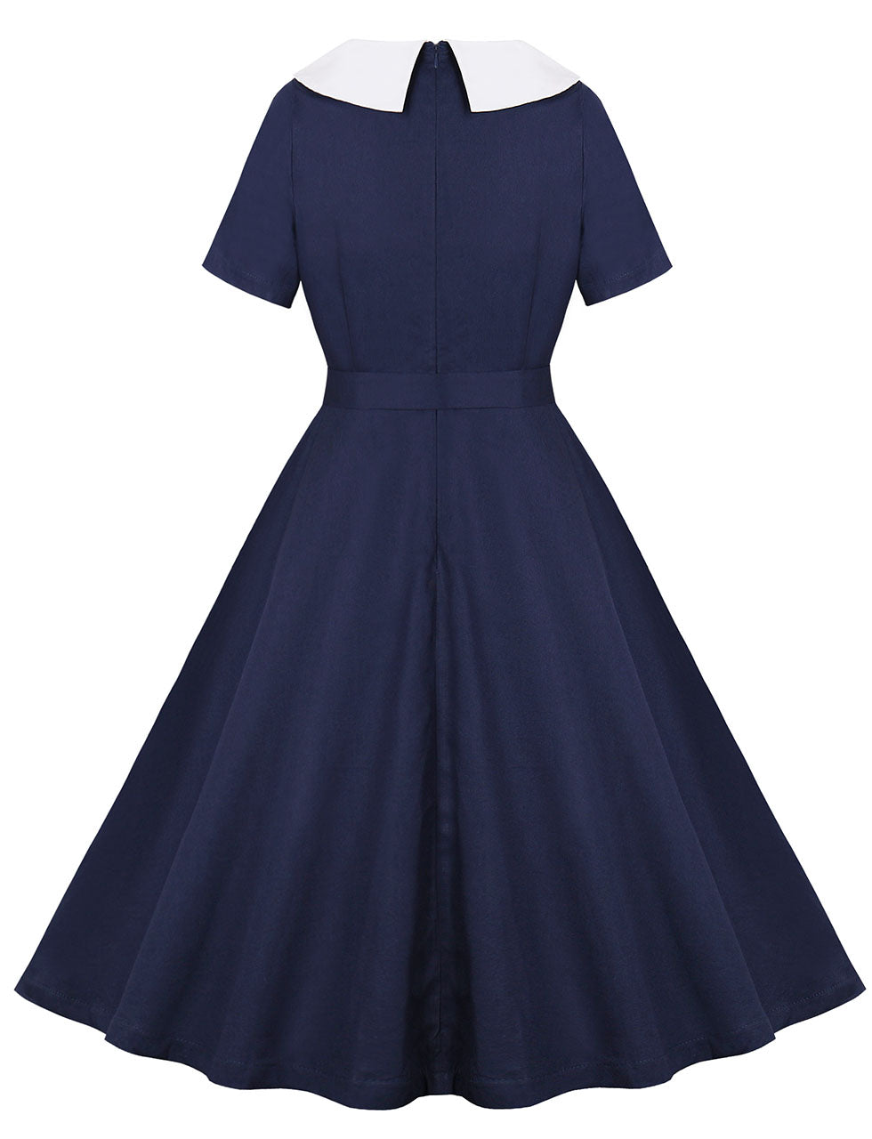 Navy Peter Pan Collar 1950s Vintage Swing Dress