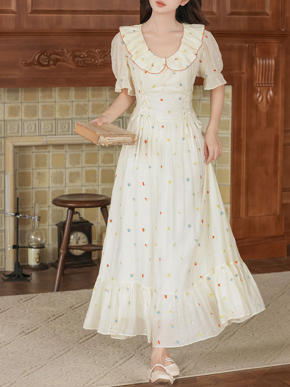 White Peter Pan Collar 1950S Vintage Cotton Dress