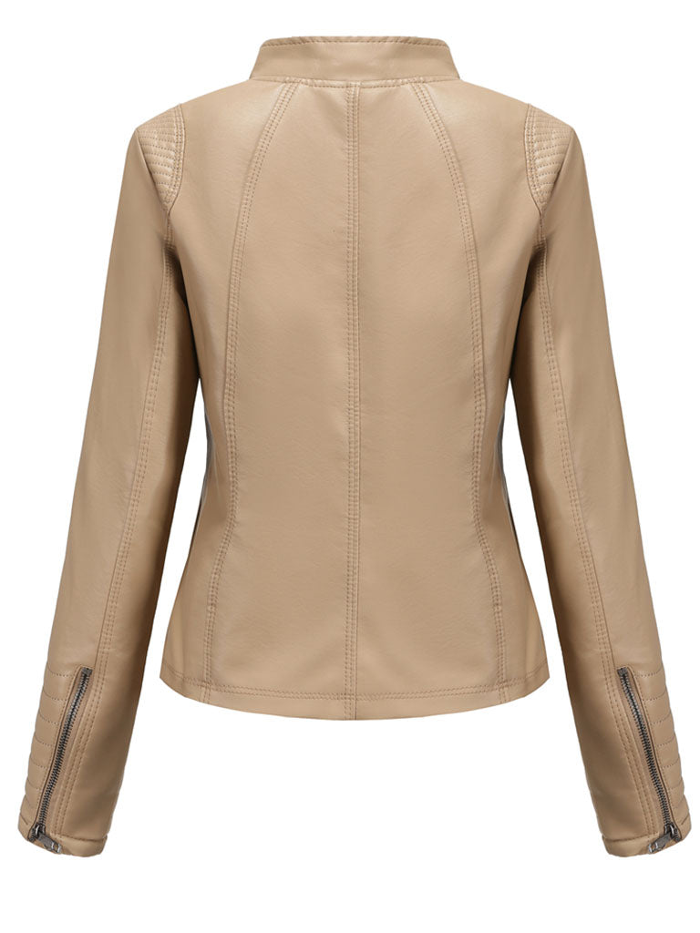 5 Color Long Sleeve PU Leather Motorcycle Jacket