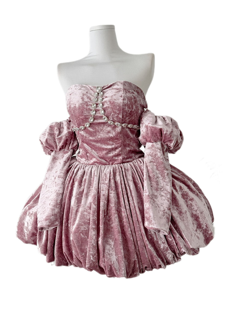 Luxurious Velvet Dusty Pink Strapless Tulip Hem Evening Gown