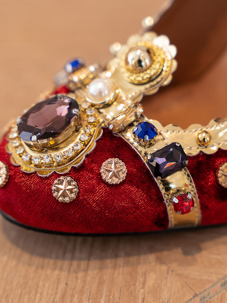 10CM Luxury Pearls And Diamonds Chunky Heels Retro Shoes