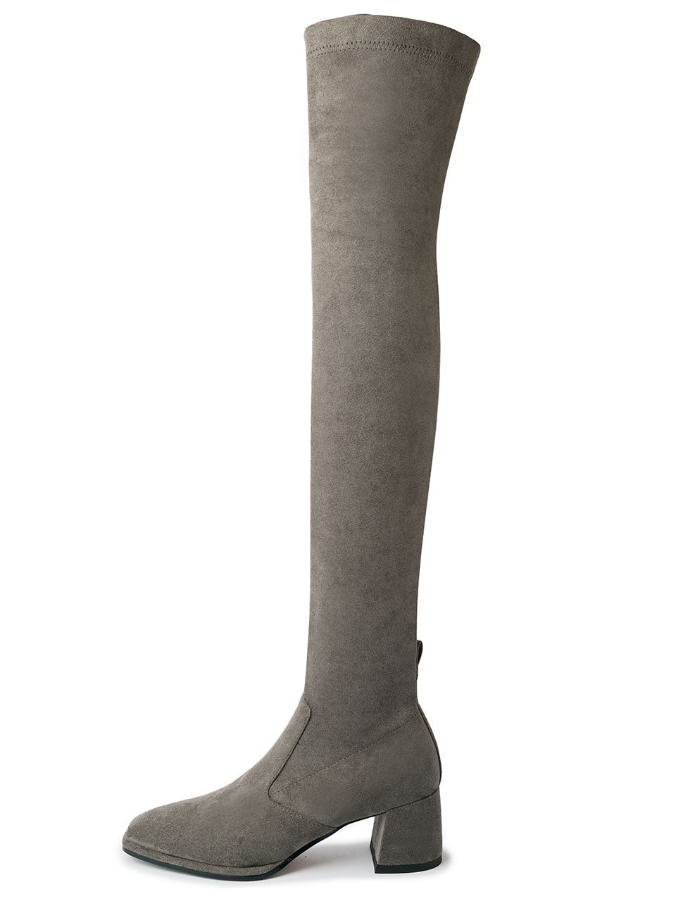 Chunky Heel Suede Knee High Boots