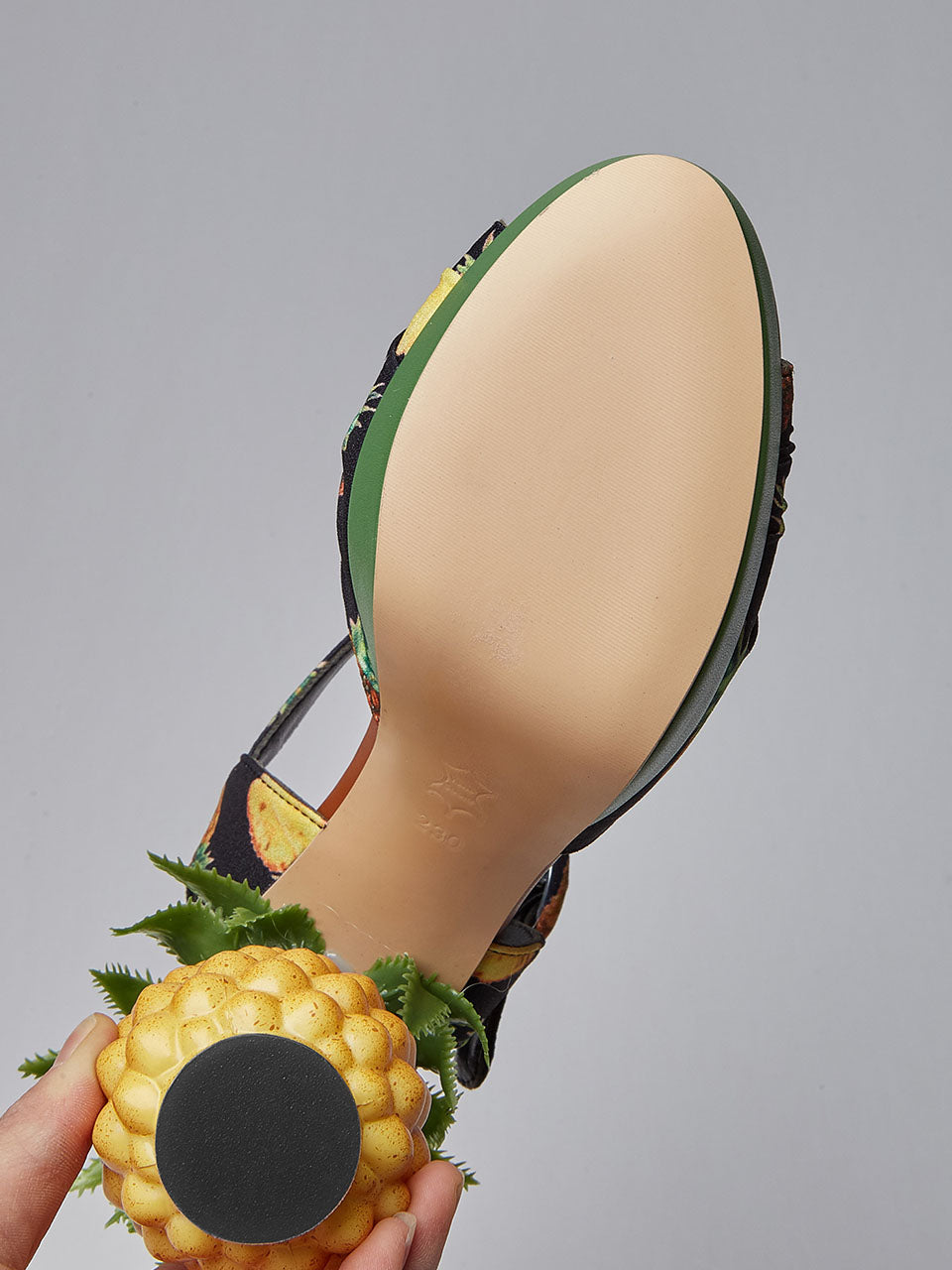 Fruit Heel Pineapple Print Platform Bow Vintage Sandals