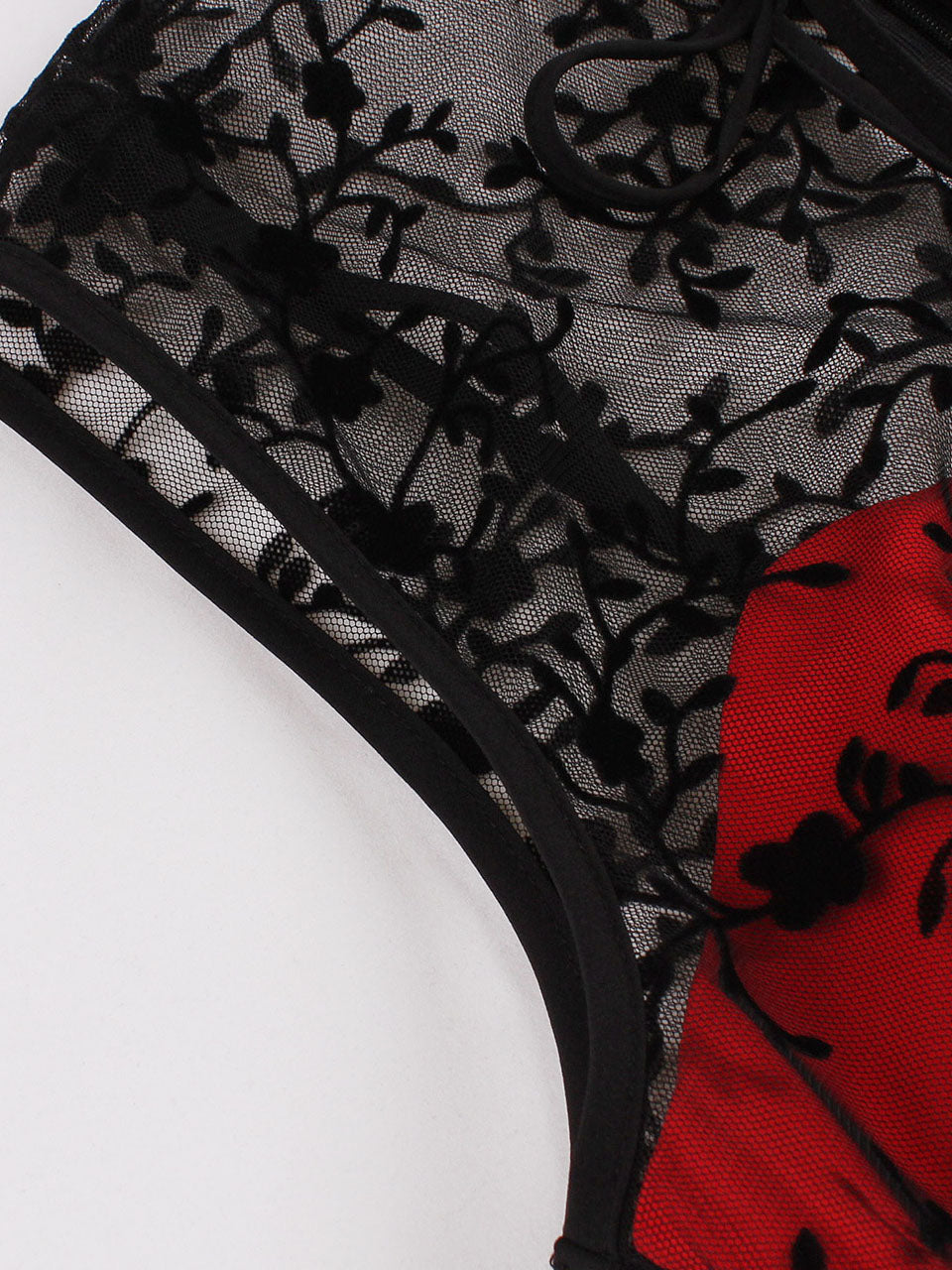 1950S Lace Semi-Sheer Flocking Printing Vintage Halloween Dress