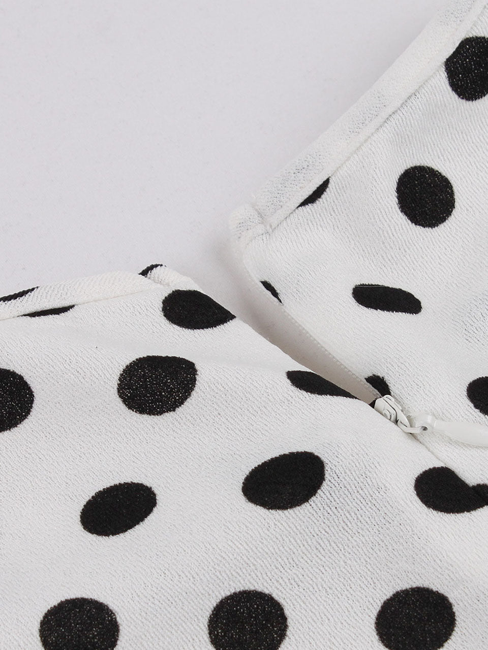 White Polka Dots V Neck Short Sleeve 1950S Vintage Dress