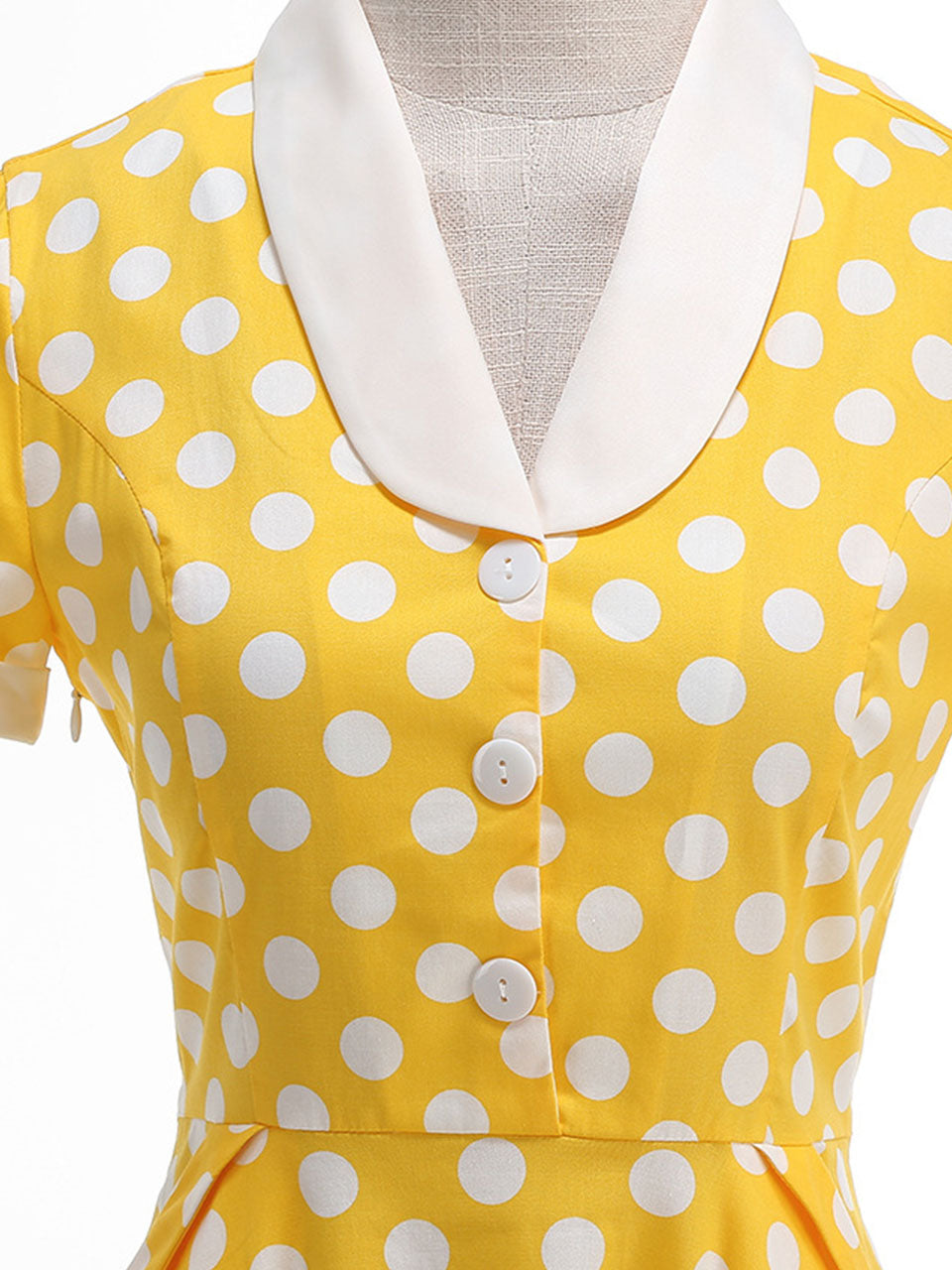 Tuxedo Collar Polka Dots 1950S Dress